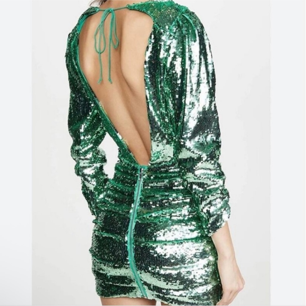 For Love & Lemons Marais Sequined Mini Dress in Mint SzXS
